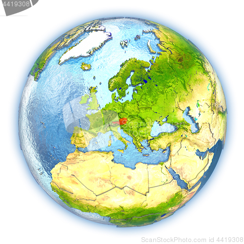 Image of Austria on isolated globe