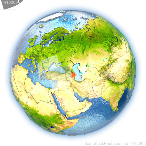 Image of Azerbaijan on isolated globe