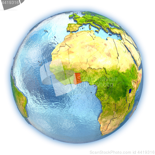 Image of Ghana on isolated globe