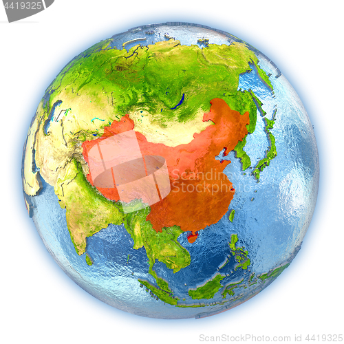 Image of China on isolated globe