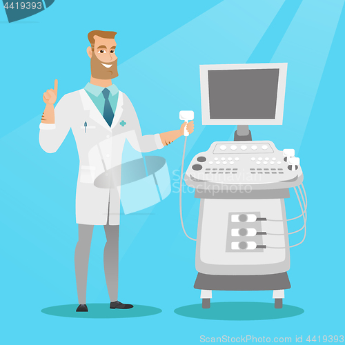 Image of Young ultrasound doctor vector illustration.