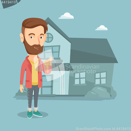 Image of Real estate agent with key vector illustration.