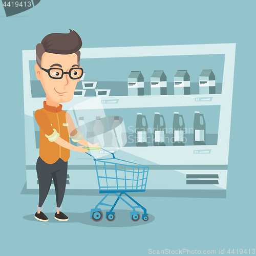 Image of Customer with a shopping cart vector illustration.