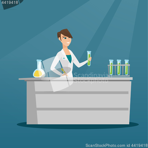 Image of Laboratory assistant at work vector illustration.