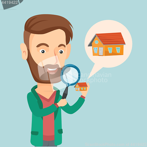 Image of Man looking for a house vector illustration.