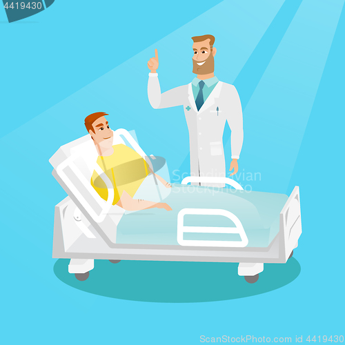 Image of Doctor visiting a patient vector illustration.