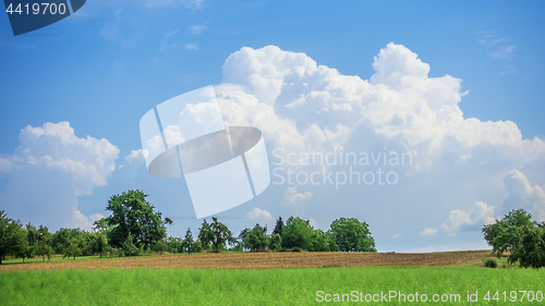 Image of typical agriculture landscape with great cloudscape