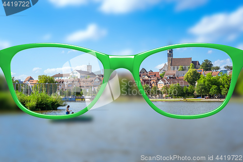 Image of View through glasses sharp with glasses unsharp without glasses