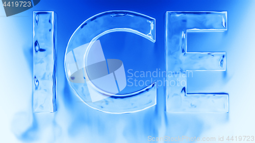 Image of ice cold word ice with falling smoke