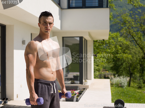 Image of man doing morning exercises