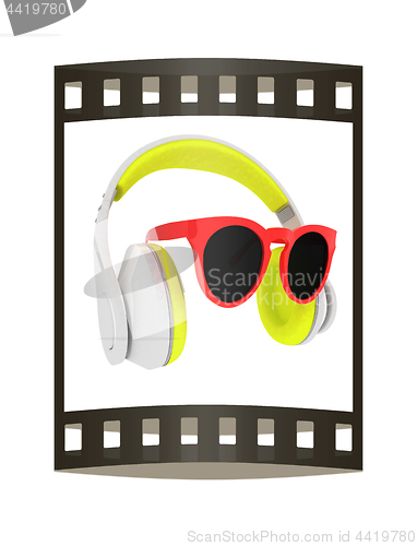 Image of Sunglasses and headphone for your face. 3d illustration. The fil