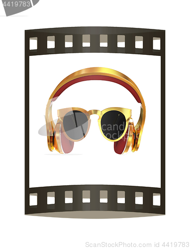 Image of Sunglasses and headphone for your face. 3d illustration. The fil