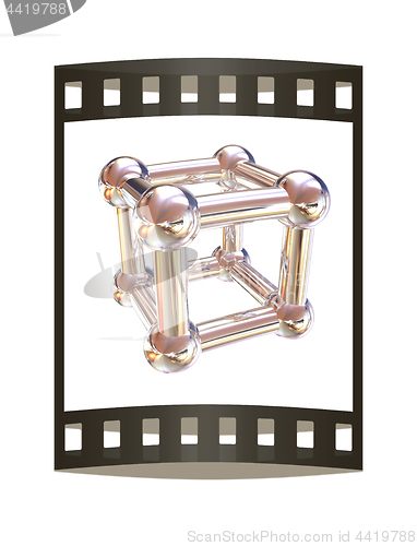 Image of Structural chemical formula and model of molecule, 3d object ill