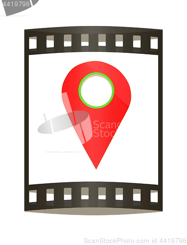 Image of Realistic 3d pointer of map. 3d illustration. The film strip.