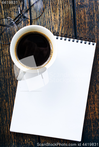 Image of coffee and note