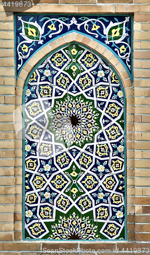 Image of Old Eastern mosaic on the wall, Uzbekistan