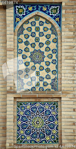Image of Old Eastern mosaic on the wall, Uzbekistan