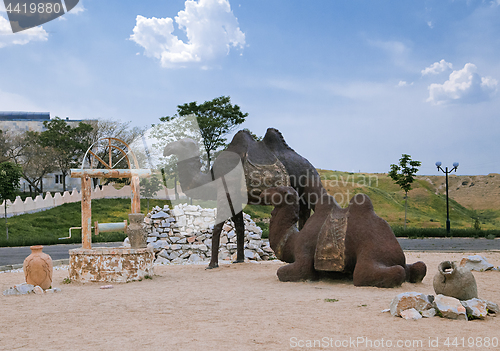 Image of The sculptural composition of the Great silk road in Samarkand,