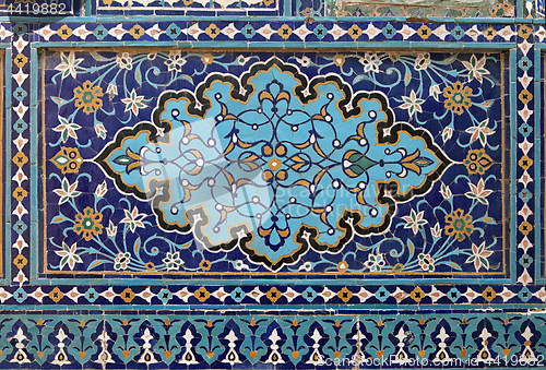 Image of Old Eastern mosaic on the wall, Uzbekistan