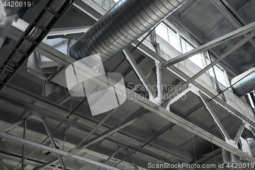 Image of ventilation pipes at factory shop