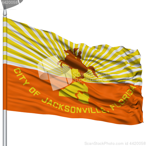 Image of Jacksonville City Flag on Flagpole, USA