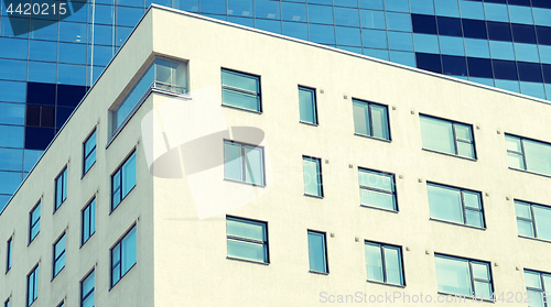 Image of close up of multistory office building in city