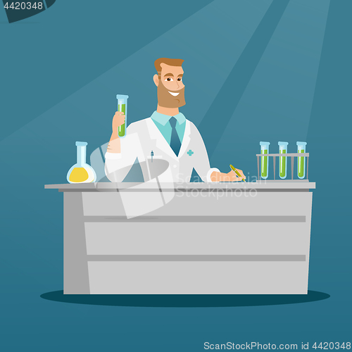 Image of Laboratory assistant at work vector illustration.