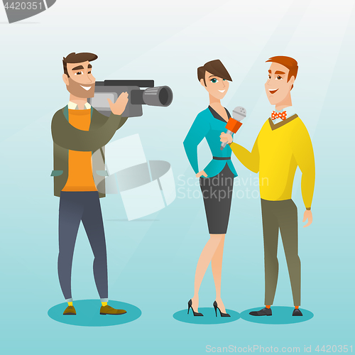 Image of TV interview vector illustration.