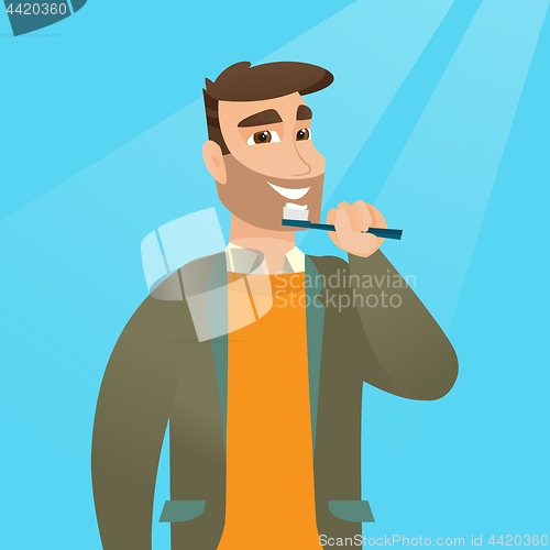 Image of Man brushing teeth vector illustration.