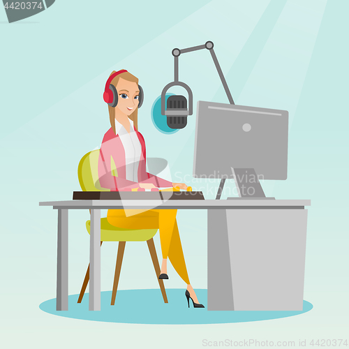 Image of Female dj working on the radio vector illustration