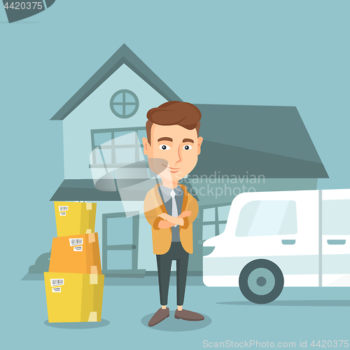 Image of Man moving to house vector illustration.