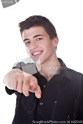 Image of Young Man Pointing