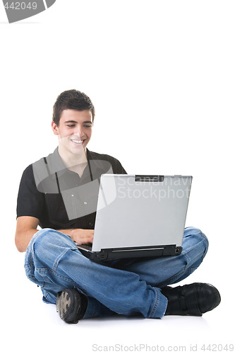 Image of Young Man Using a Laptop