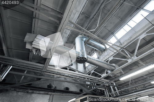 Image of ventilation pipes at factory shop