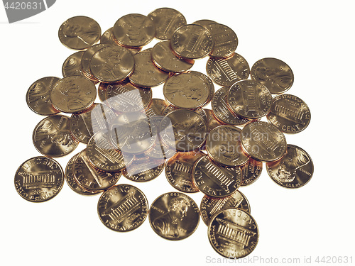 Image of Vintage Dollar coins 1 cent wheat penny cent