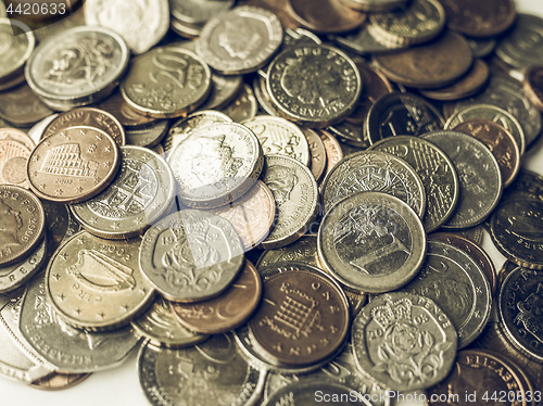 Image of Vintage Euro and Pounds coins