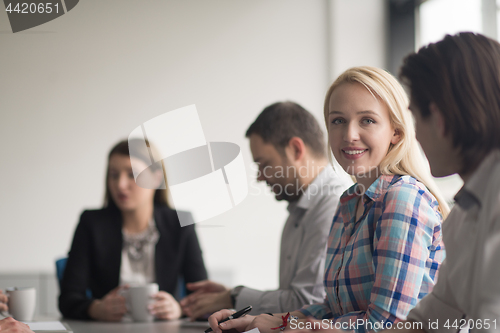 Image of Group of young people meeting in startup office