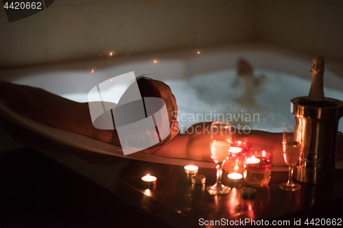 Image of man relaxing in the jacuzzi