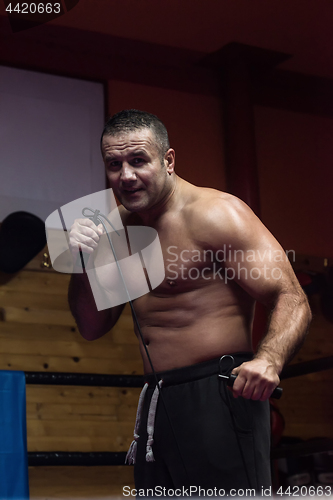 Image of professional kickboxer in the training ring