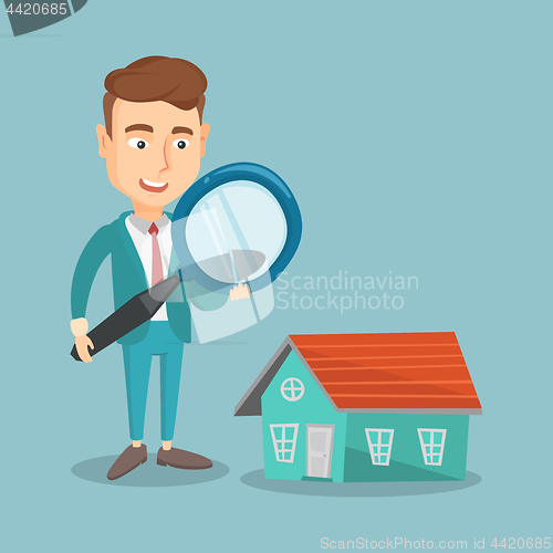 Image of Man looking for house vector illustration.