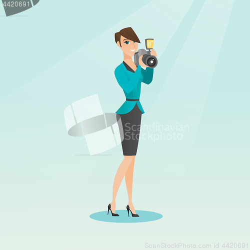 Image of Photographer taking photo vector illustration.