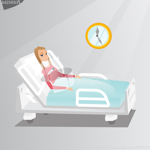 Image of Woman with a neck injury vector illustration.