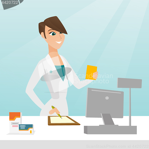 Image of Pharmacist writing prescription.
