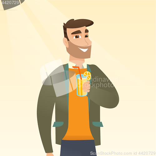 Image of Man drinking cocktail vector illustration.
