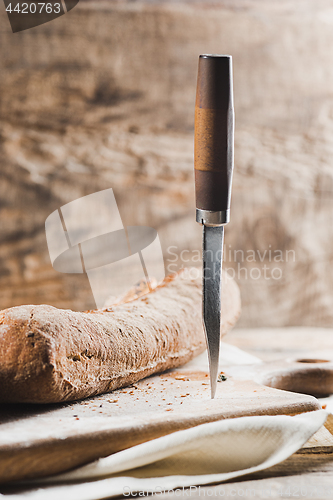 Image of Fresh bread on table close-up