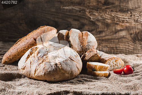 Image of Fresh bread on table close-up