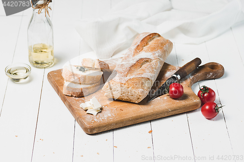 Image of Fresh bread on table close-up