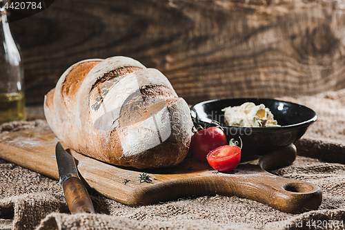 Image of Fresh bread on table close-up