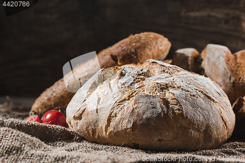 Image of Fresh bread on table close-up