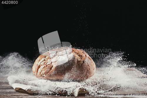 Image of Fresh bread on table close-up